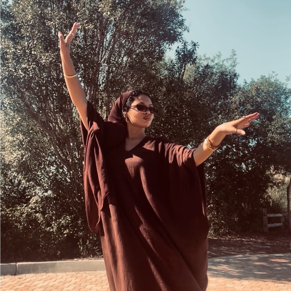Elegant Brown linen handmade Kaftan